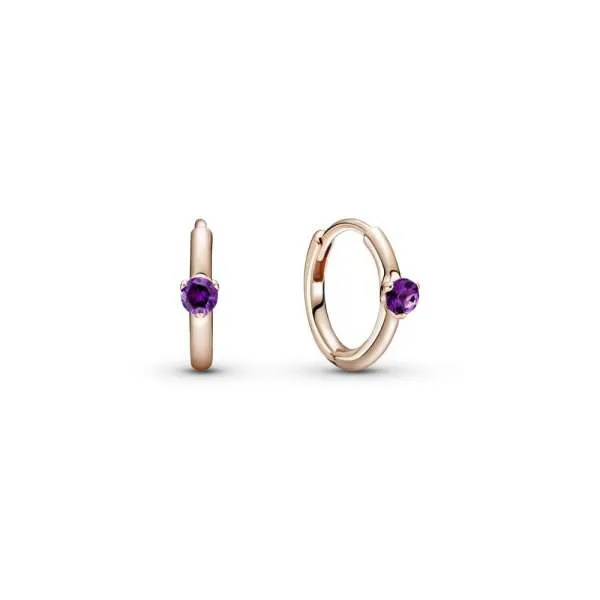 Cercei rotunzi solitaire în nuanța violet