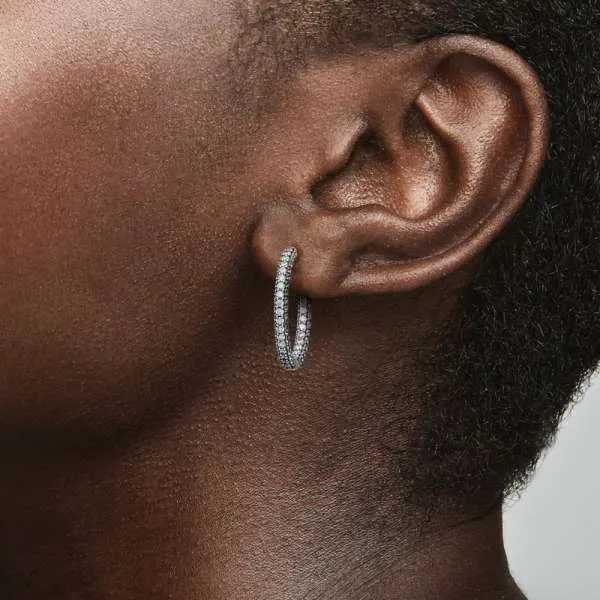 Однорядные серьги-кольца Pandora Timeless Pavé