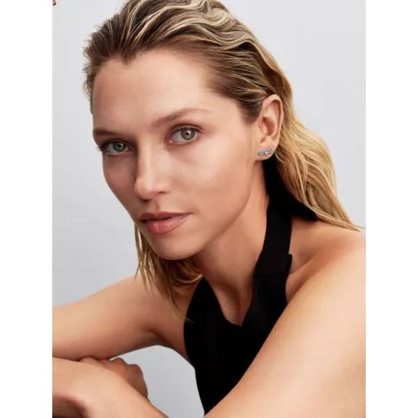 Серьги-пусеты «Трилогия сердец» с ореолом 