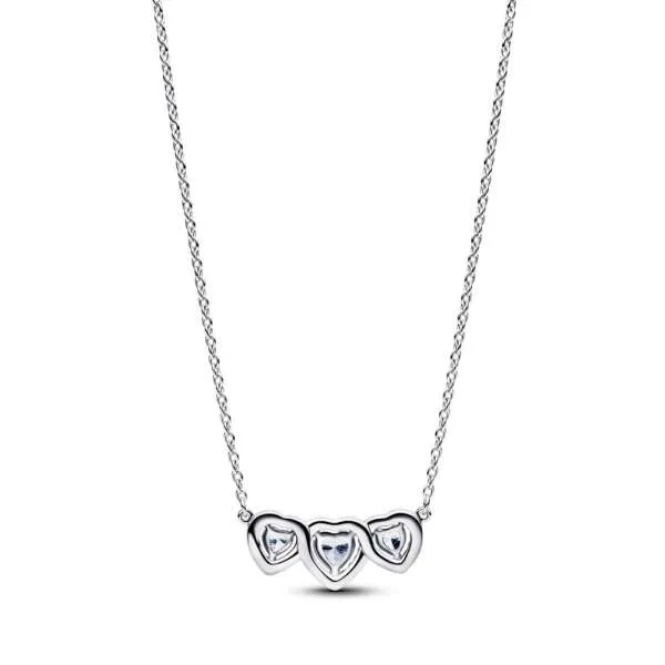 Colier cu trilogie de inimi cu halo 