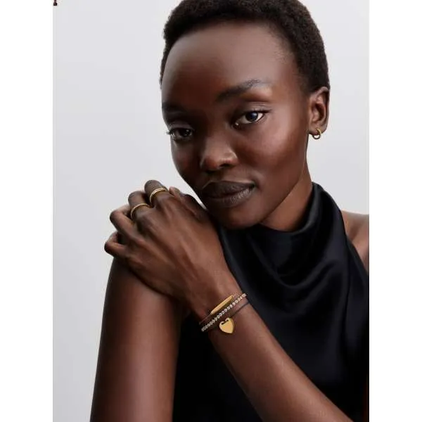 Brățară glisantă cu fir negru cu inimă ce poate fi inscripționată 