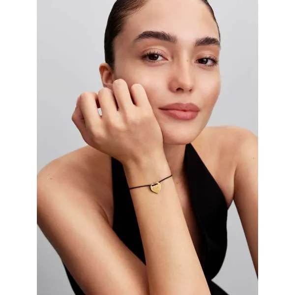 Brățară glisantă cu fir negru cu inimă ce poate fi inscripționată 