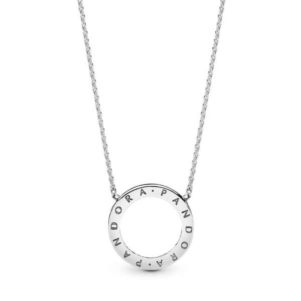 Colier cu două feţe, cu logo PANDORA, din argint 925, cu zirconiu cubic transparent