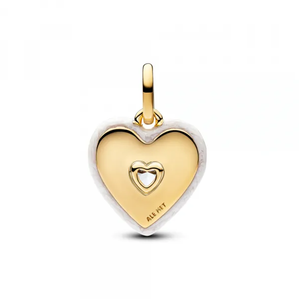 Talisman cu medalion cu inimă albă strălucitoare 