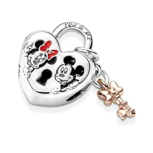 Talisman cu lacăt cu Mickey Mouse și Minnie Mouse de la Disney