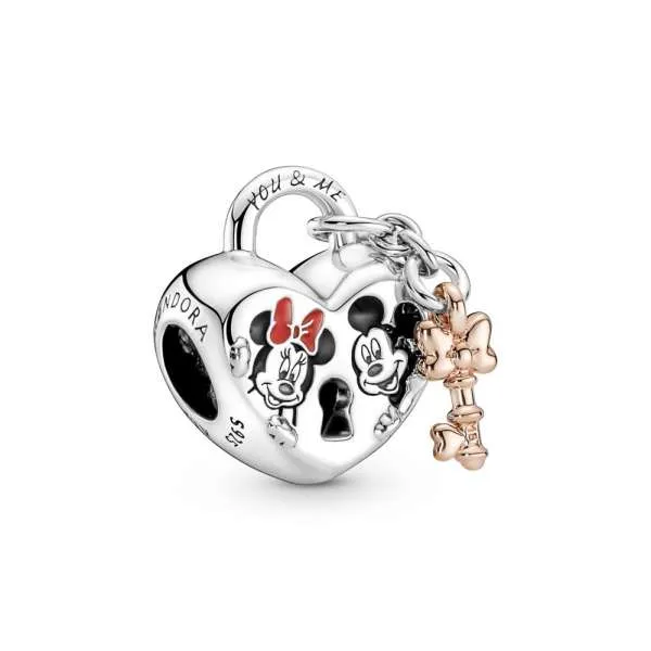 Talisman cu lacăt cu Mickey Mouse și Minnie Mouse de la Disney