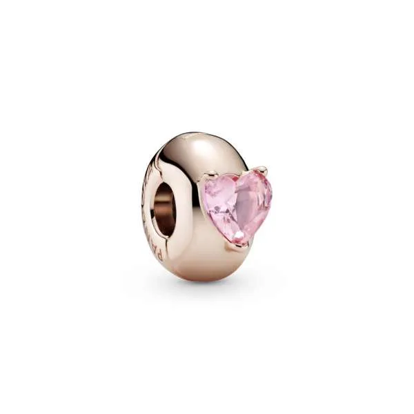 Talisman solitaire cu fixare ușoară cu inimă roz