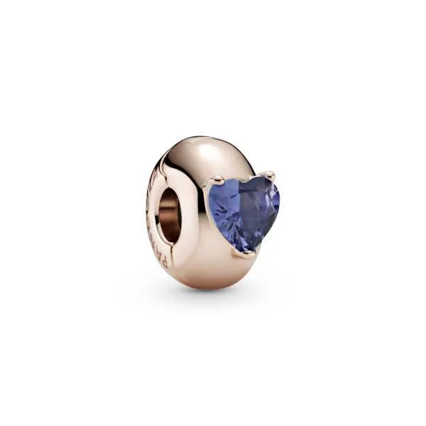 Talisman solitaire cu fixare ușoară cu inimă albastră