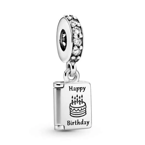Talisman pandantiv în formă de felicitare, din argint 925, cu zirconiu cubic transparent