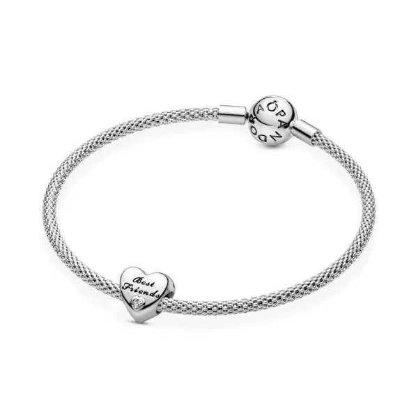 Talisman Cele mai bune prietene, din argint 925, cu zirconiu cubic transparent