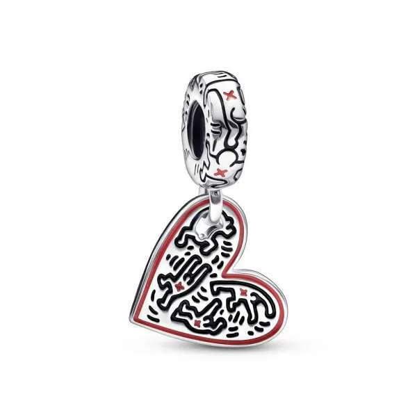 Talisman de tip pandantiv cu inimă Oameni Keith Haring™ x Pandora 