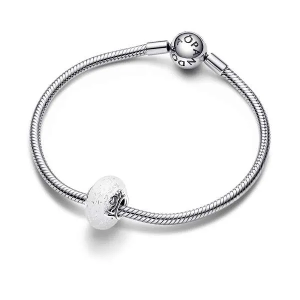 Talisman din sticlă de Murano albă strălucitoare - Mum & Love