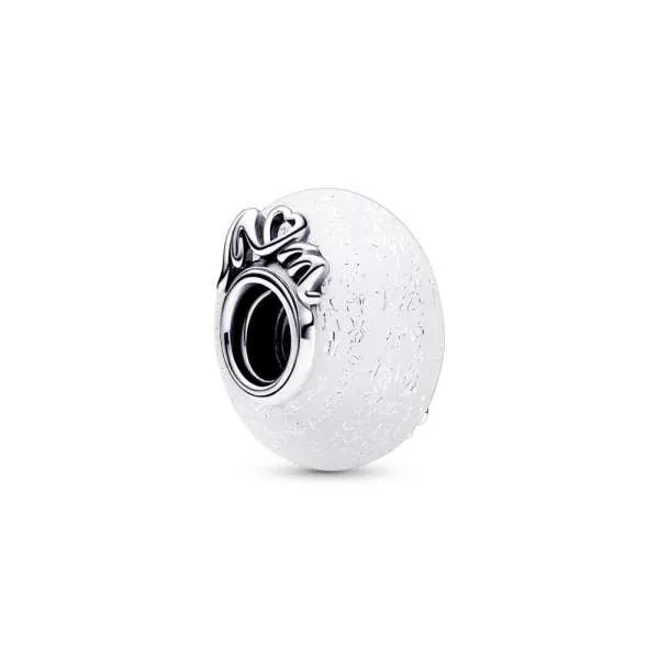 Talisman din sticlă de Murano albă strălucitoare - Mum & Love