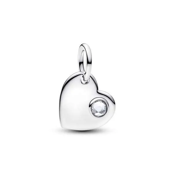 Подвеска-сердце для гравировки с прозрачным камнем — Апрель 