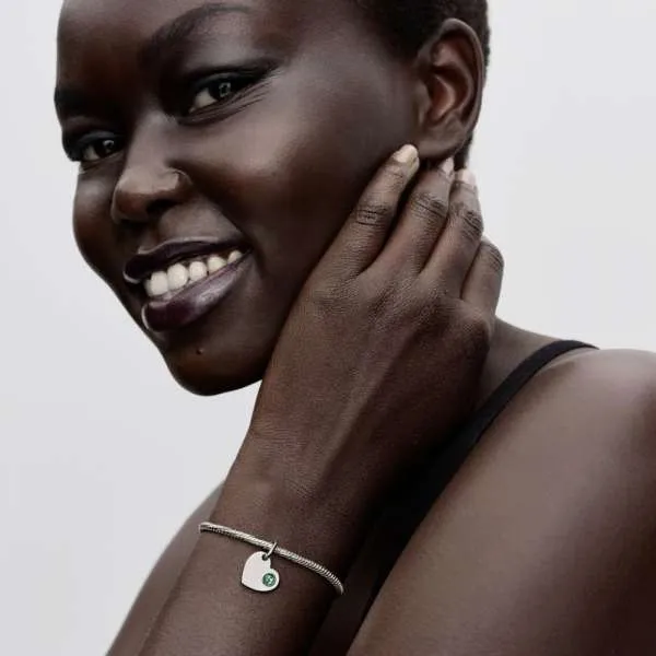 Подвеска-сердце для гравировки с зелёным камнем — Май 