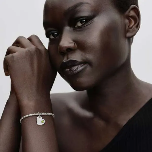 Подвеска-сердце для гравировки с весенне-зелёным камнем — Август 