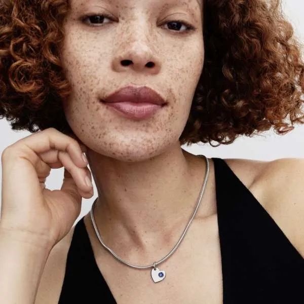 Подвеска-сердце для гравировки с синим камнем — Сентябрь 