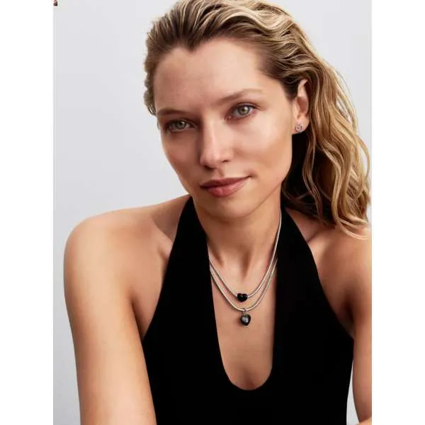 Подвеска-замок — матовое чёрное керамическое сердце 