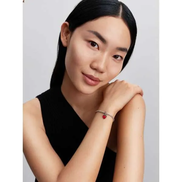 Двойная подвеска — красное сердце из муранского стекла 