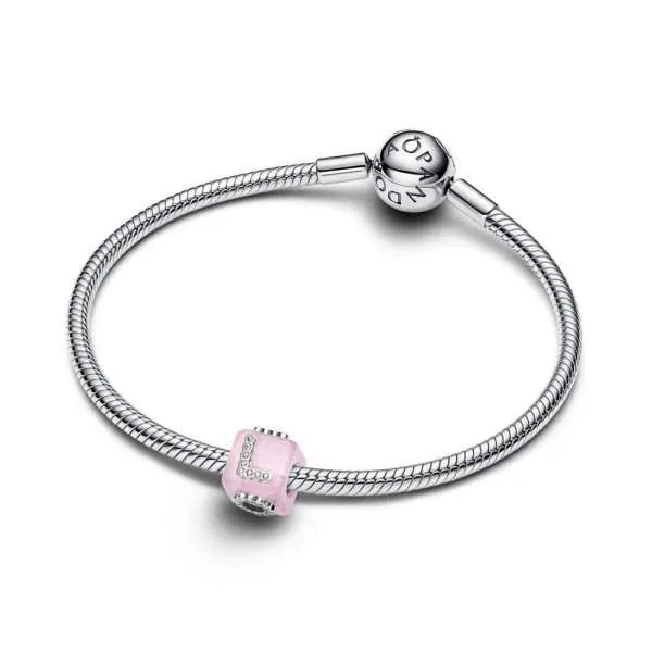 Talisman cu cubul iubirii și sticlă de Murano roz 