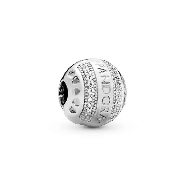 Talisman rotund cu fixare rapidă, cu logo-ul Pandora