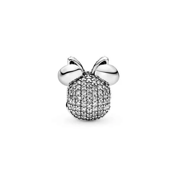 Talisman cu fixare ușoară tip pavé Funda roz a lui Minnie Mouse de la Disney