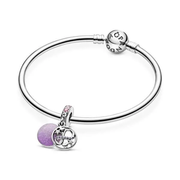 Talisman de tip pandantiv Stele și inimioare strălucitoare în stil infinity
