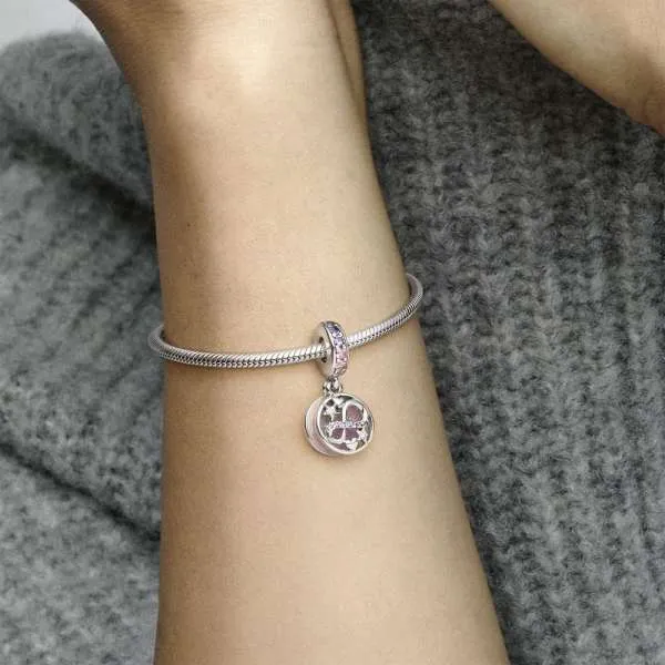 Talisman de tip pandantiv Stele și inimioare strălucitoare în stil infinity