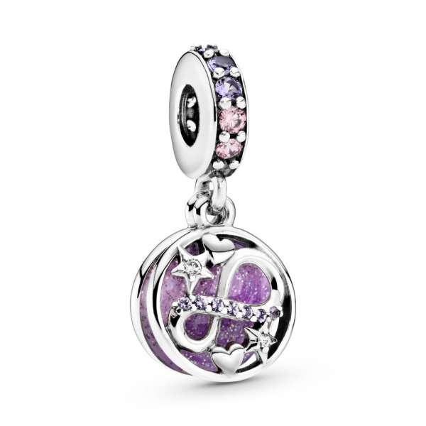 Talisman de tip pandantiv Stele și inimioare strălucitoare în stil infinity
