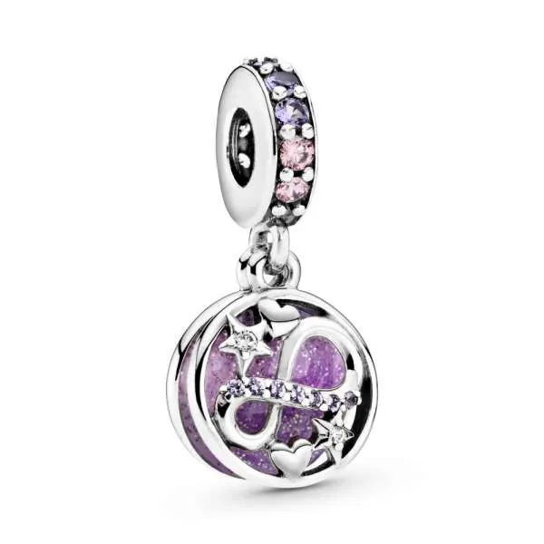 Talisman de tip pandantiv Stele și inimioare strălucitoare în stil infinity