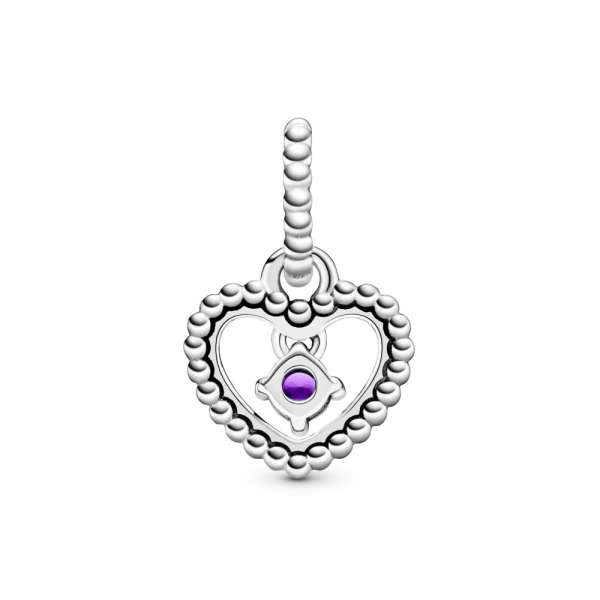 Talisman tip pandantiv cu inimioară cu mărgele violet