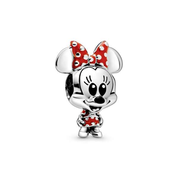 Talisman cu Minnie Mouse de la Disney cu rochiță și fundă cu buline