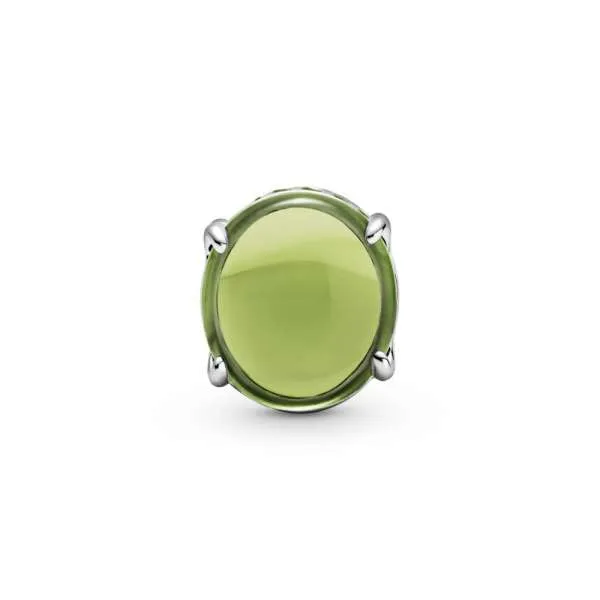 Talisman oval verde tip caboșon