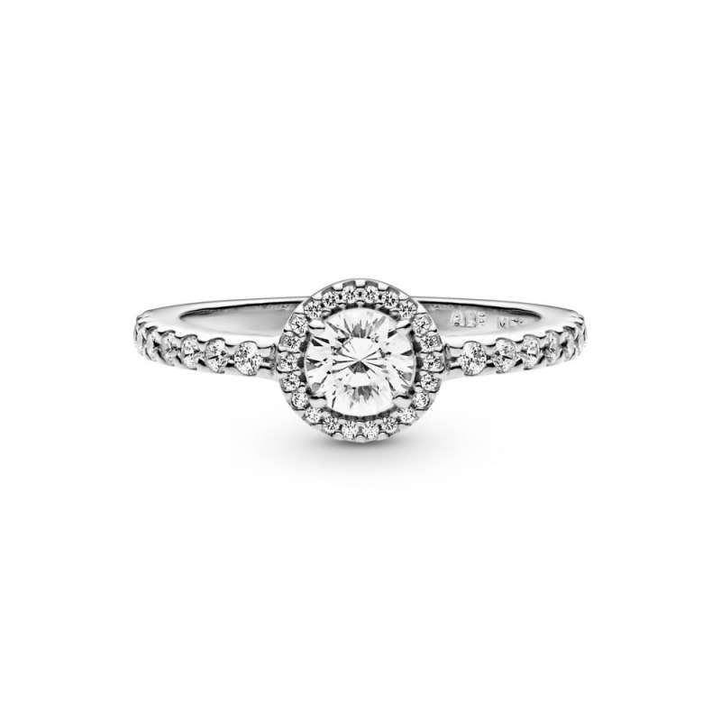 Inel cu model rotund, din argint 925, cu zirconiu cubic