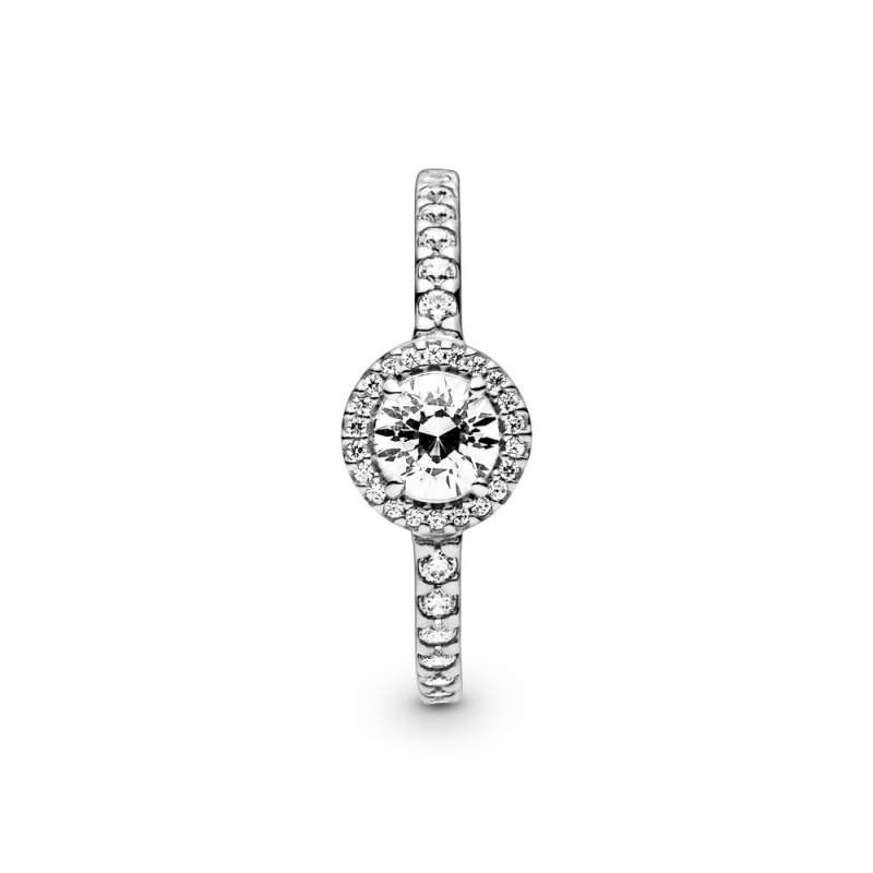 Inel cu model rotund, din argint 925, cu zirconiu cubic