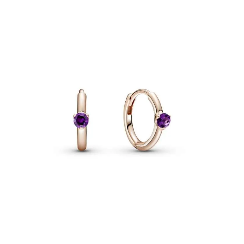 Cercei rotunzi solitaire în nuanța violet