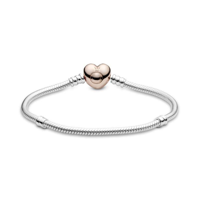 Brăţară Moments din argint, închizătoare cu inimă PANDORA Rose