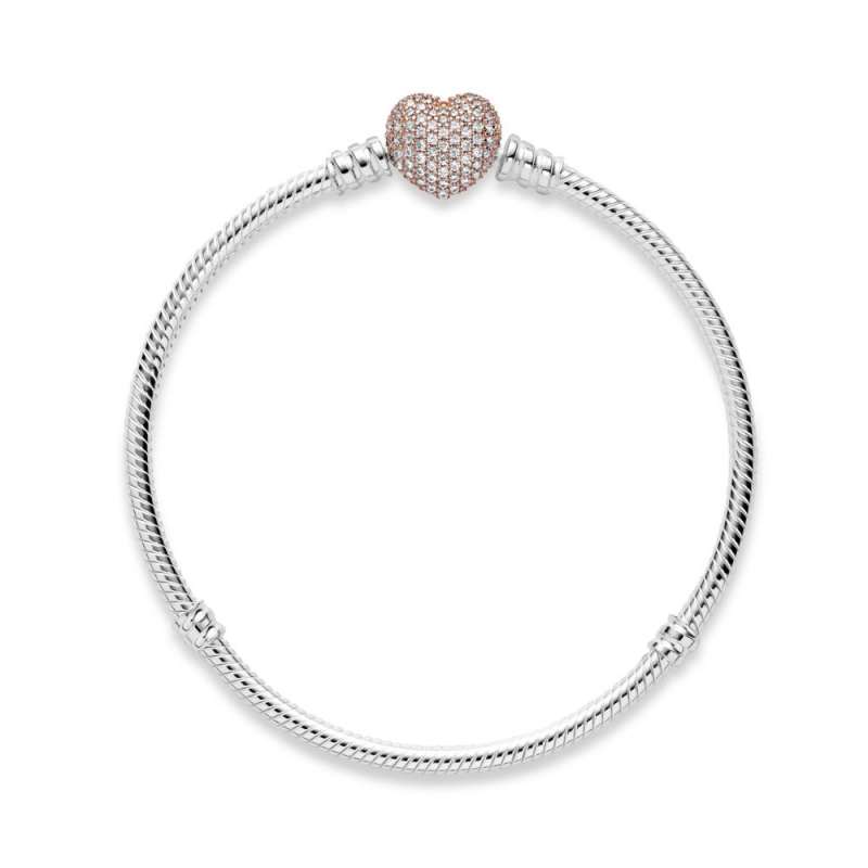 Brăţară Moments din argint, Inimă Rose Pavé