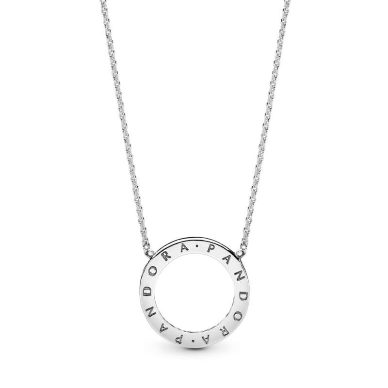 Colier cu două feţe, cu logo PANDORA, din argint 925, cu zirconiu cubic transparent