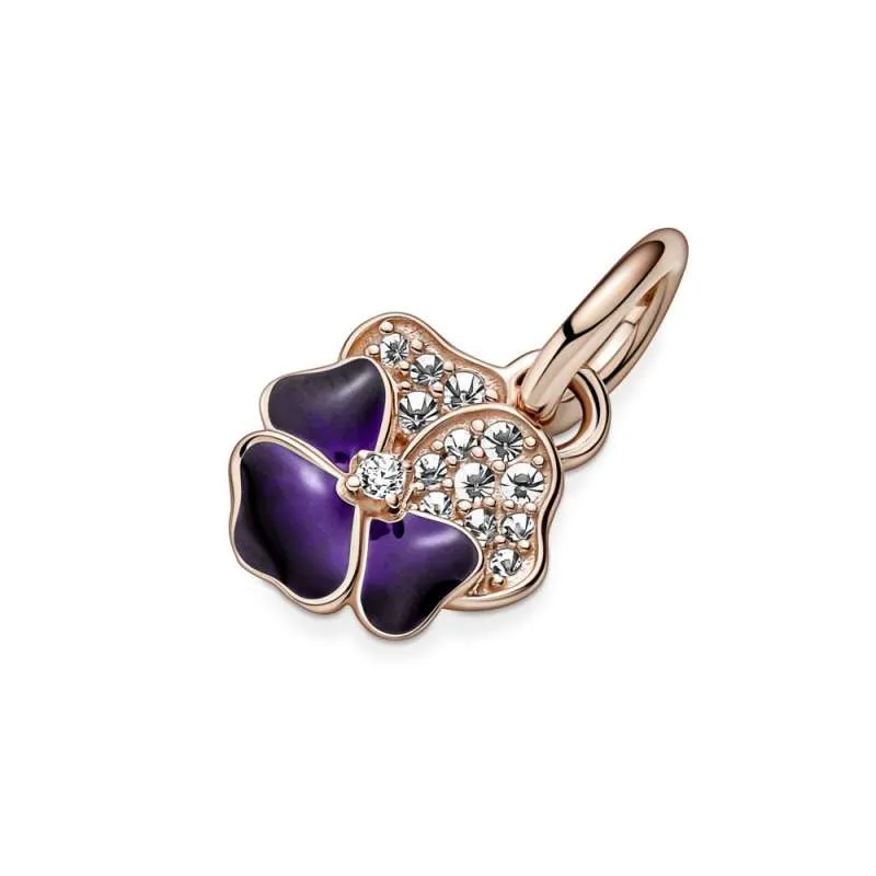 Talisman de tip pandantiv cu panseluță în nuanța violet intens