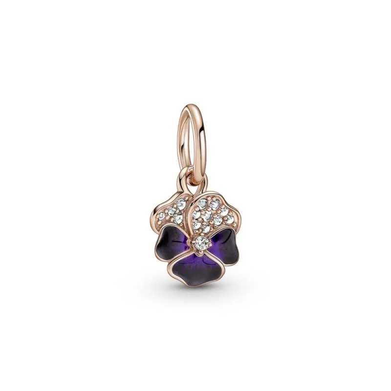 Talisman de tip pandantiv cu panseluță în nuanța violet intens