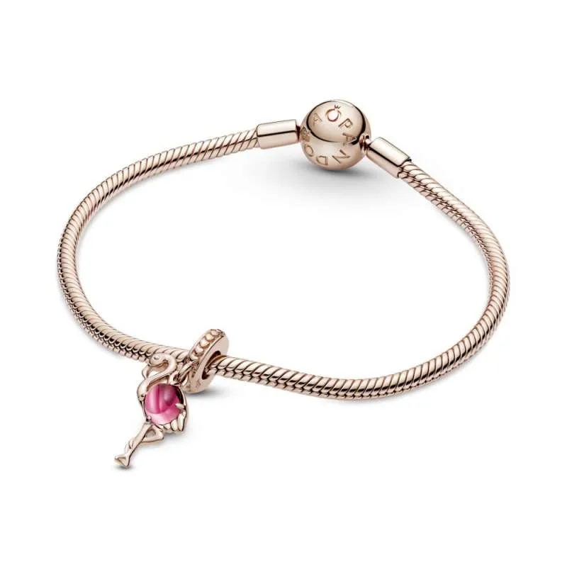 Talisman de tip pandantiv cu flamingo din sticlă de Murano roz