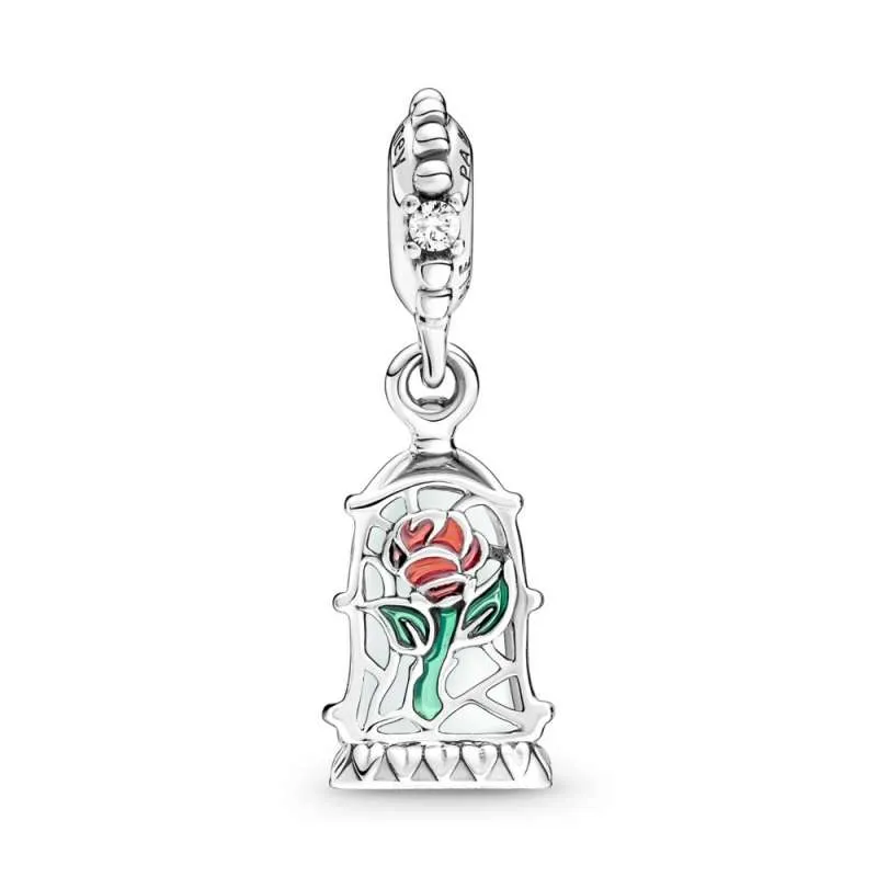 Talisman de tip pandantiv cu trandafir fermecat din Frumoasa și bestia de la Disney
