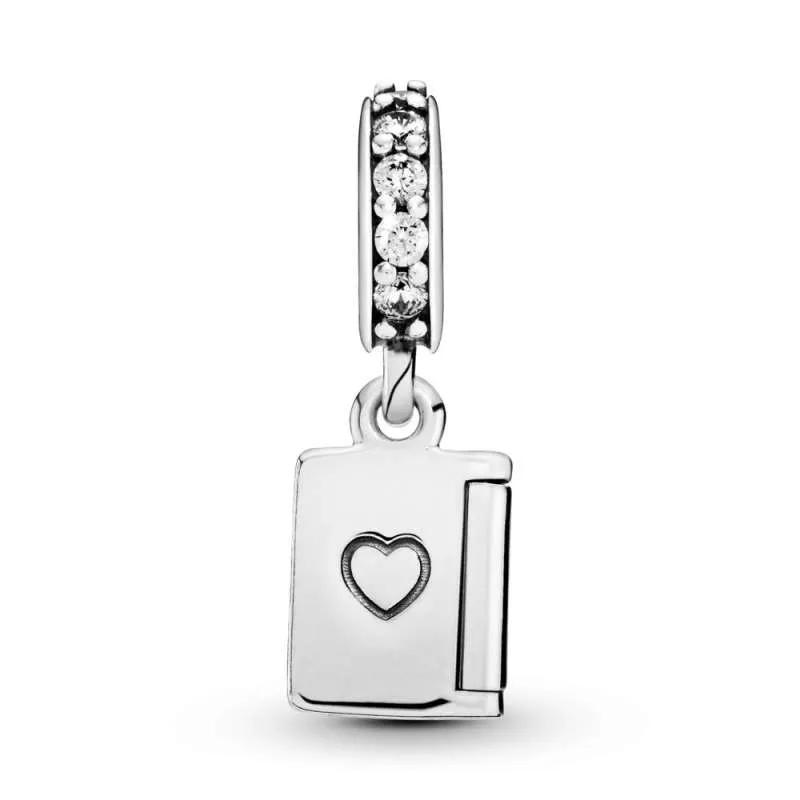 Talisman pandantiv în formă de felicitare, din argint 925, cu zirconiu cubic transparent