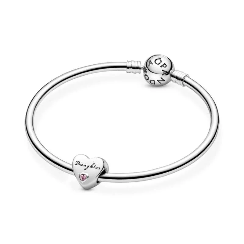 Talisman Inima fiicei, din argint 925, cu zirconiu cubic roz