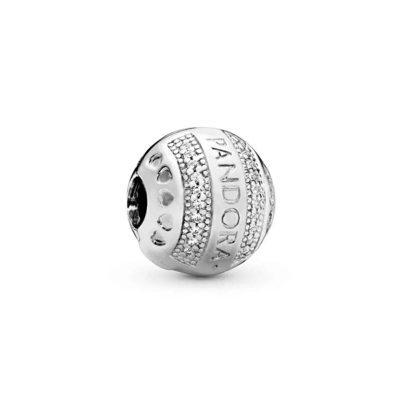 Talisman rotund cu fixare rapidă, cu logo-ul Pandora