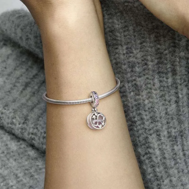 Talisman de tip pandantiv Stele și inimioare strălucitoare în stil infinity