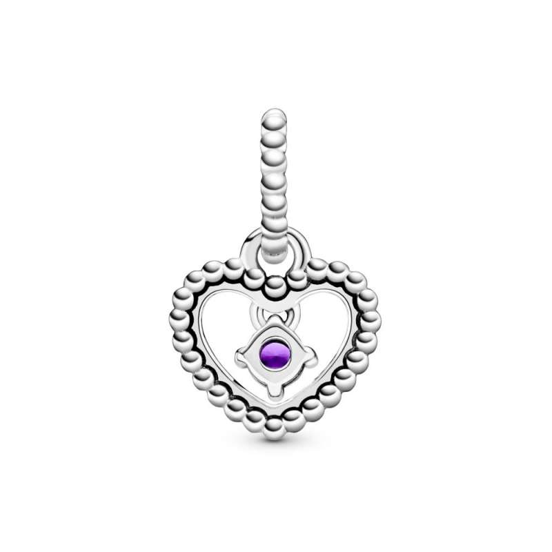 Talisman tip pandantiv cu inimioară cu mărgele violet