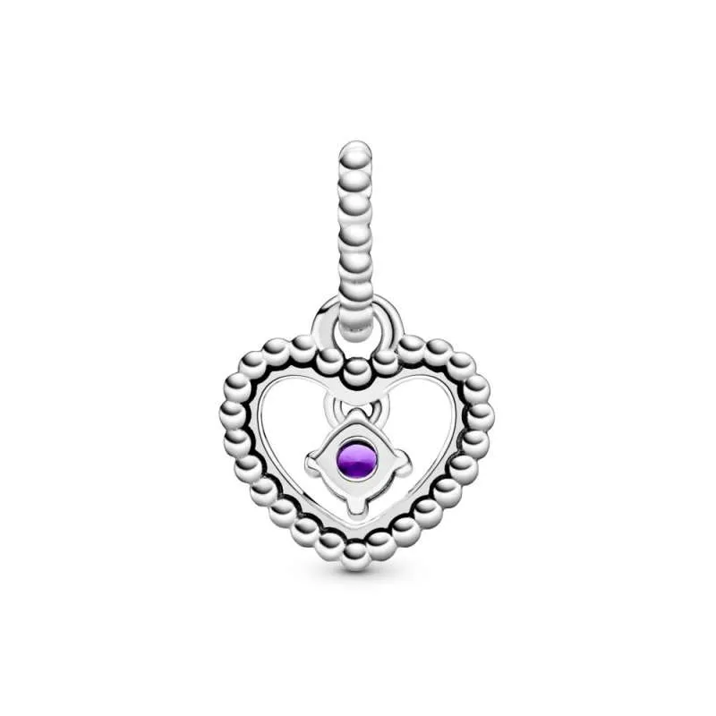 Talisman tip pandantiv cu inimioară cu mărgele violet