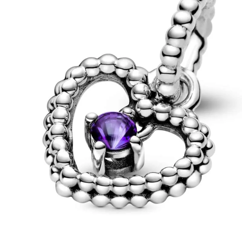 Talisman tip pandantiv cu inimioară cu mărgele violet